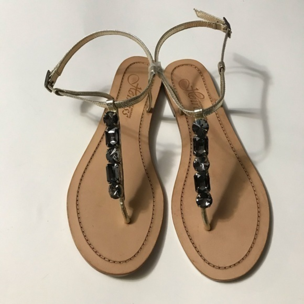 Heiress Gold Leather Tiffany‎ Jeweled Sandals